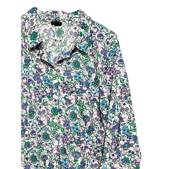Talbots Blue Green Purple Floral Fit & Flare Poplin Shirtdress Plus 20WP - Picture 6 of 9